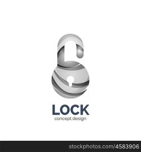 Vector creative abstract open lock logo created with lines, security concept
