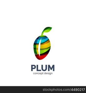 Vector creative abstract plum fruit logo. Vector creative abstract plum fruit logo created with waves