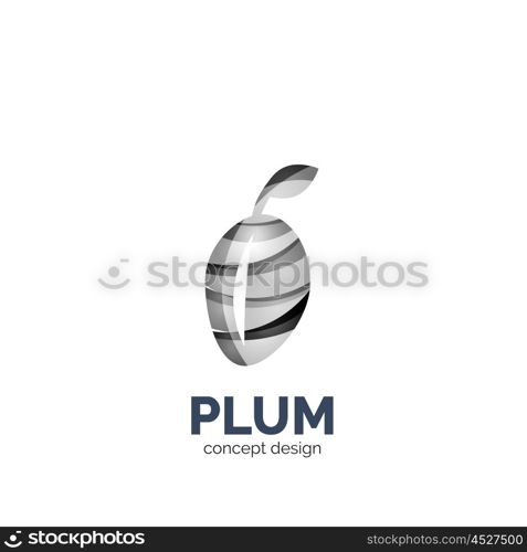 Vector creative abstract plum fruit logo. Vector creative abstract plum fruit logo created with waves