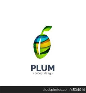 Vector creative abstract plum fruit logo. Vector creative abstract plum fruit logo created with waves