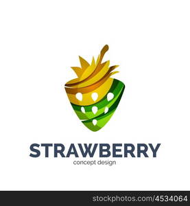 Vector creative abstract strawberry fruit logo. Vector creative abstract strawberry fruit logo created with waves