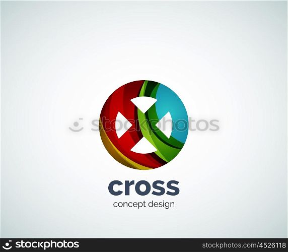 Vector cross logo template, abstract business icon