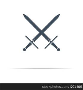 vector crossed swords icon on a white background