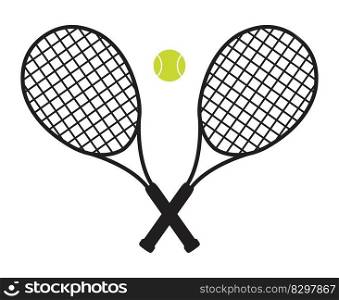 vector crossed tennis rackets and tennis ball isolated on white background. tennis game play symbol. tournament competition icon