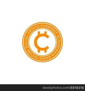 vector cryptocurrency global symbol icon. vector orange color monochrome design crypto currency global symbol blockchain based secure coin icon isolated sign on white background