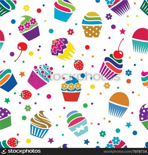 vector cupcakes seamless pattern