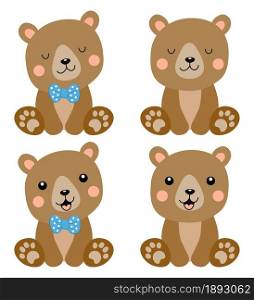 vector cute bear toy animal icons isolated on white background. baby bear animal cartoon characters