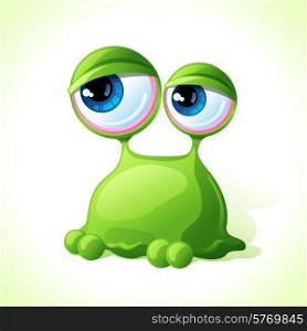 Vector cute green monster isolated on white background.