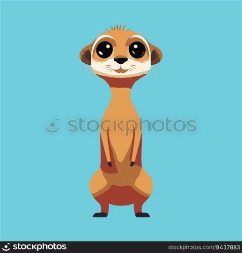 Vector cute meerkat cartoon on blue background