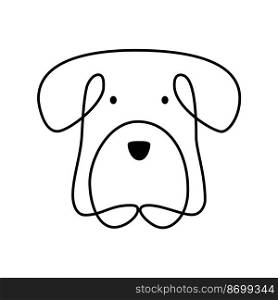 Vector cute one line dog face logo. Minimalist pet in abstract hand drawn scandinavian style. Continuous line artwork for banner, book design, web illustration.. Vector cute one line dog face logo. Minimalist pet in abstract hand drawn scandinavian style. Continuous line artwork for banner, book design, web illustration