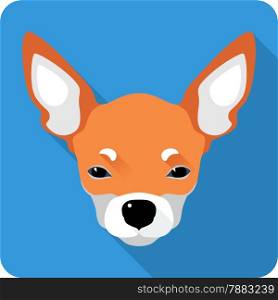 Vector cute red dog Chihuahua icon flat design