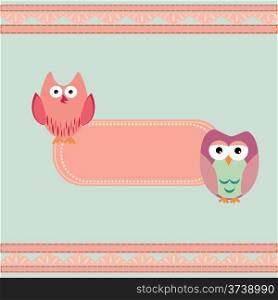 Vector cute wise owls background for scrapbook