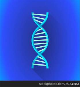 vector cyan colored flat design DNA spiral sign illustration isolated blue background long shadow&#xA;
