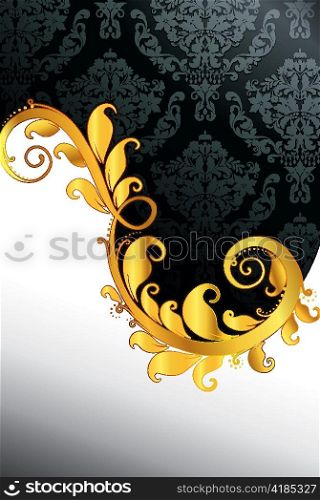 vector damask background with gold floral