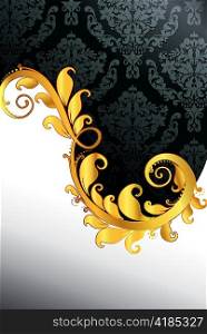 vector damask background with gold floral