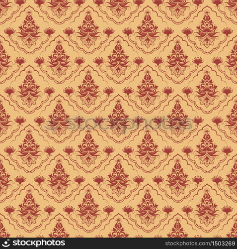 Vector damask seamless pattern background. Classical luxury old fashioned damask ornament, royal victorian seamless texture for wallpapers, textile, wrapping. Exquisite floral baroque template.