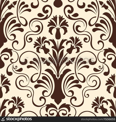 Vector damask seamless pattern element. Classical luxury old fashioned damask ornament, royal victorian seamless texture for wallpapers, textile, wrapping. Exquisite floral baroque template.