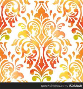 Vector damask seamless pattern element. Elegant luxury texture for wallpapers, backgrounds and page fill. Made with watercolors.