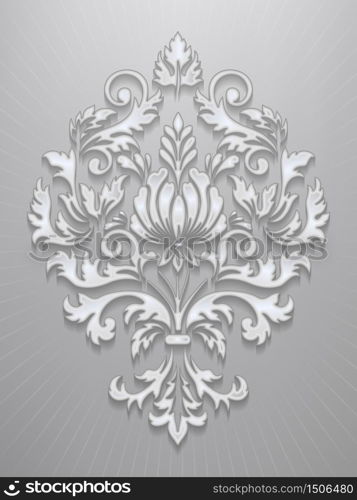 Vector damask volumetric ornamental element. Elegant floral abstract element for design. Perfect for invitations, cards etc.