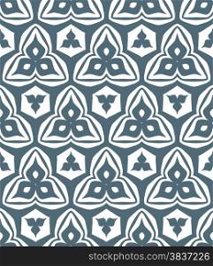 vector dark gray psychedelic abstract shamrock monochrome seamless pattern white background&#xA;