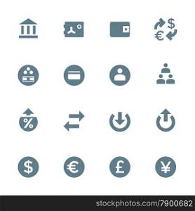 vector dark gray silhouette various financial banking icons set on white background&#xA;