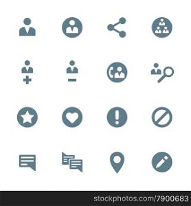 vector dark gray silhouette various social network actions icons set on white background&#xA;