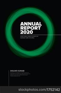 Vector dark green abstract annual report cover template with s&le text and abstract shape - simple minimalistic layout. Annual minimalistic report cover template