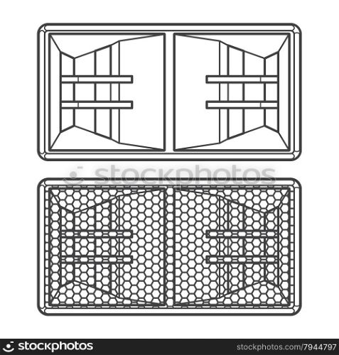 vector dark grey outline horn system double subwoofer speakers with protection grid illustration&#xA;