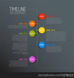 Vector Dark Infographic timeline report template with icons