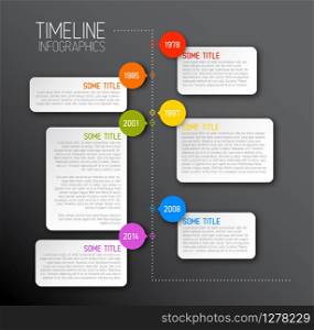 Vector dark Infographic timeline report template with icons