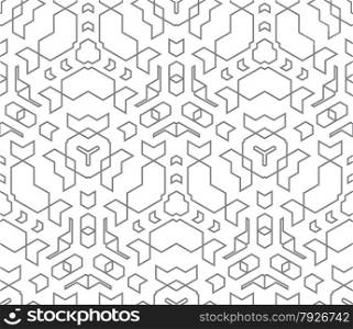 vector dark monochrome color outline abstract geometric seamless pattern white background&#xA;