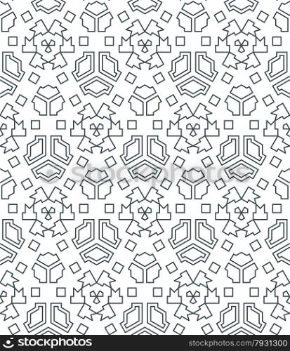 vector dark monochrome color outline abstract geometric seamless pattern white background&#xA;