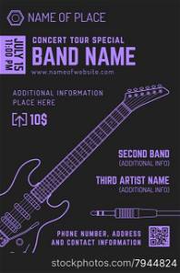 vector dark purple bright violet rock music electro guitar flyer template minimal design&#xA;