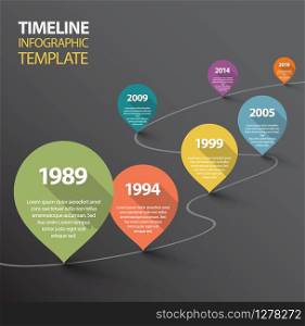 Vector dark retro Infographic Timeline Template with pointers