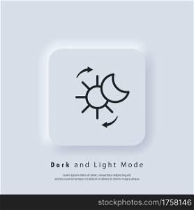 Vector day night switch. Mobile app interface. Dark and light mode switcher. Dark mode switch logo. Day and night mode gadget application. Light and dark icon. Vector. Neumorphic UI UX