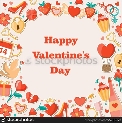 Vector decorative background for Valentine&rsquo;s day. Flat design style.
