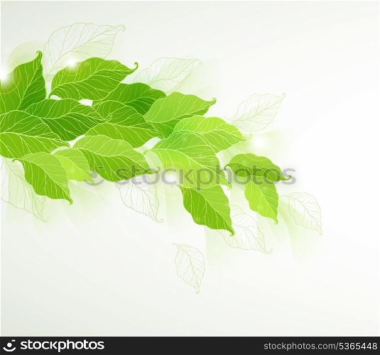 Vector decorative background with green falling leaves