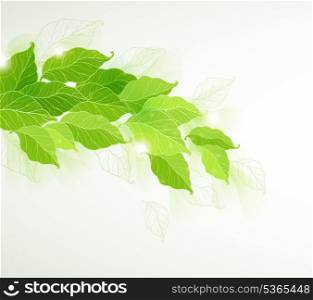 Vector decorative background with green falling leaves