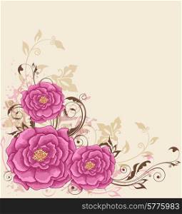 Vector decorative background with pink roses