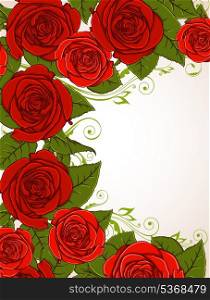 Vector decorative background with red roses