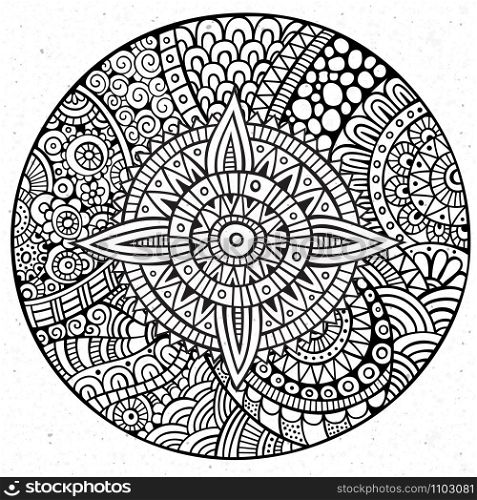 Vector decorative hand drawn circle sketch background. Vector decorative hand drawn circle
