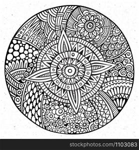 Vector decorative hand drawn circle sketch background. Vector decorative hand drawn circle