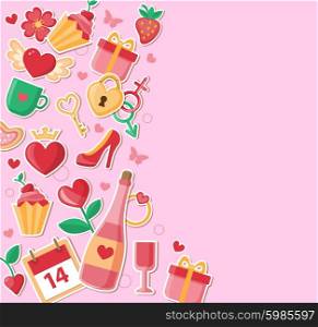 Vector decorative pink background for Valentine&rsquo;s day. Flat design style.