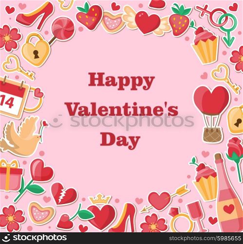 Vector decorative romance background for Valentine&rsquo;s day. Flat design style.