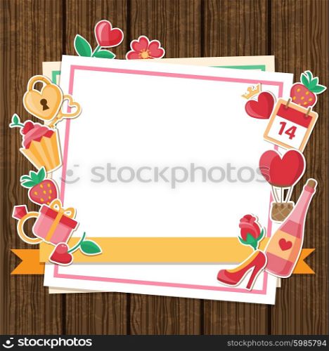 Vector decorative romance background for Valentine&rsquo;s day. Flat design style.