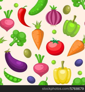 Vector decorative seamless pattern with vegetables