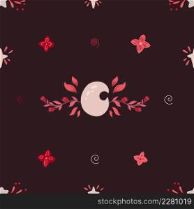 Vector delicate seamless pattern with crescent moon and sakura on dark background. Gentle mystical texture with flower wreaths. Spiritual wallpaper with star and spiral. Celestial tender fabric. Vector delicate seamless pattern with crescent moon and sakura on dark background. Gentle mystical texture with flower wreaths. Spiritual wallpaper