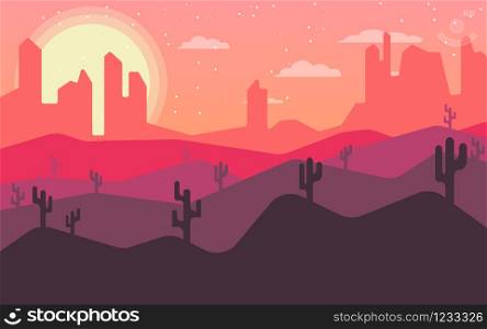 Vector Desert Landscape Flat Design