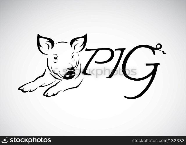 Vector design a pig is text on a white background. Farm animals. Easy editable layered vector illustration.