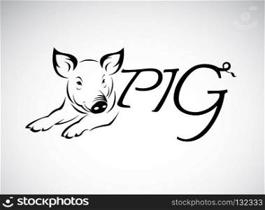 Vector design a pig is text on a white background. Farm animals. Easy editable layered vector illustration.